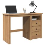 Vidaxl bureau panama 112x45x75 cm bois massif de pin bureau de travail bureau dtude bureau  domicile ...