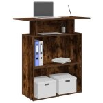 Vidaxl bureau de réception chêne fumé 100x40x104 cm bois dingénierie comptoir de réception réception ... Vidaxl bureau de réception chêne fumé 100x40x104 cm bois dingénierie comptoir de réception réception ...