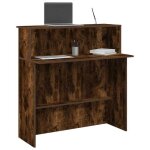 Vidaxl bureau de rception chne fum 100x50x1035cm bois dingnierie comptoir de rception rception ...