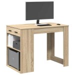 Vidaxl bureau avec tiroir et étagère chêne sonoma bois dingénierie 858688 Vidaxl bureau avec tiroir et étagère chêne sonoma bois dingénierie 858688