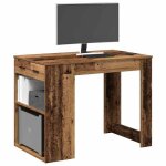 Vidaxl bureau avec tiroir et tagre vieux bois bois dingnierie 858693
