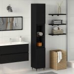 Vidaxl cabinet de salle de bain avec porte ch�ne noir 30 x 30 x 190 cm