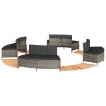 Vidaxl cadre de bain � remous gris r�sine tress�e bois massif dacacia enceinte de spa enceinte de spa ...