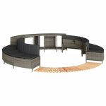 Vidaxl cadre de bain � remous gris r�sine tress�e bois massif dacacia enceinte de spa enceinte de spa ...