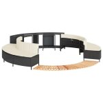 Vidaxl cadre de bain � remous noir r�sine tress�e bois massif dacacia enceinte de spa enceinte de spa ...