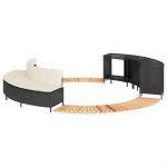 Vidaxl cadre de bain � remous noir r�sine tress�e bois massif dacacia enceinte de spa enceinte de spa ...