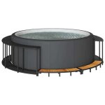 Vidaxl cadre de bain � remous rangement et marche noir r�sine tress�e encadrement de spa enceinte de ...