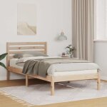 Vidaxl cadre de lit 90 x 190 cm en pin massif naturel avec t�te de lit marron. pas besoin de sommier. ...