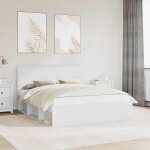Vidaxl cadre de lit blanc 160 x 200 cm bois de pin massif chambre � coucher rectangulaire moderne durable ...