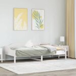 Vidaxl cadre de lit blanc 80x200 cm bois de pin massif meuble de chambre  coucher sommier lit en bois ...