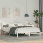 Vidaxl cadre de lit en bois de pin blanc 140 x 190 cm. moderne avec �clairage led et port usb parfait ...
