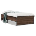 Vidaxl cadre de lit ch�ne marron 90x190 cm bois ding�nierie et m�tal meubles de chambre sommier lit lit ...