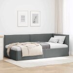 Vidaxl cadre de lit dangle gris fonc� 80 x 200 cm tissu lit compact cadre moderne mobilier gain de place ...