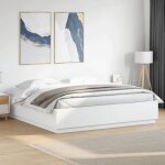 Vidaxl cadre de lit lit double avec sommier  lattes lit adulte meuble de chambre  coucher moderne blanc ...