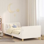 Vidaxl cadre de lit pour enfants avec t�te de lit cr�me 90 x 190 cm cadre de lit moderne design rectangulaire ...