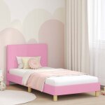 Vidaxl cadre de lit pour enfants avec t�te de lit rose 90 x 190 cm cadre de lit en bois ding�nierie rangement ...