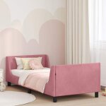 Vidaxl cadre de lit pour enfants avec t�te de lit rose 90 x 190 cm cadre de lit rectangulaire moderne ...