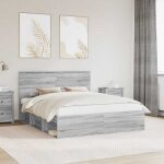 Vidaxl cadre de lit gris sonoma 160 x 200 cm bois de pin massif chambre � coucher rectangulaire moderne ...