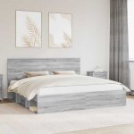 Vidaxl cadre de lit gris sonoma 200 x 200 cm bois de pin massif chambre � coucher rectangulaire moderne ...