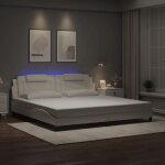 Vidaxl cadre de lit avec lumi�res led lit rembourr� avec coussin lit double lit adulte chambre moderne ...