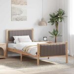 Vidaxl cadre de lit marron et taupe 90 x 190 cm bois massif en pin lit plateforme en bois rectangulaire ...