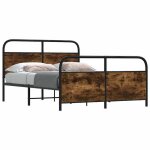 Vidaxl cadre de lit en métal sans matelas chêne fumé 140x190 cm meuble de chambre à coucher lit double ... Vidaxl cadre de lit en métal sans matelas chêne fumé 140x190 cm meuble de chambre à coucher lit double ...