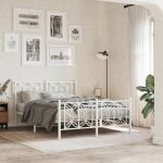 Vidaxl cadre de lit mtal sans matelas et pied de lit blanc 140x190 cm 376195