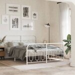 Vidaxl cadre de lit mtal sans matelas et pied de lit blanc 140x190 cm 377184