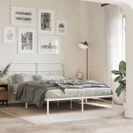 Vidaxl cadre de lit mtal sans matelas et tte de lit blanc 140x190 cm 377166