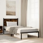 Vidaxl cadre de lit en mtal avec tte de lit chne fum 90x190 cm lit simple meuble de chambre  coucher ...