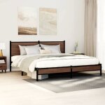 Vidaxl cadre de lit en mtal avec tte de lit chne marron 160x200 cm lit double meuble de chambre  ...