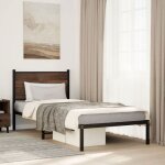 Vidaxl cadre de lit en mtal avec tte de lit chne marron 90x190 cm lit simple meuble de chambre  coucher ...