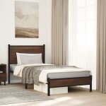 Vidaxl cadre de lit en mtal avec tte de lit chne marron 90x190 cm lit simple meuble de chambre  coucher ...