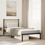 Vidaxl cadre de lit en mtal avec tte de lit chne sonoma 90x190 cm lit simple meuble de chambre  coucher ...