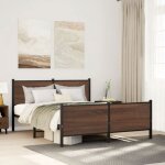 Vidaxl cadre de lit mtal avec tte de lit et pied de lit 140x190 cm lit double meuble de chambre  coucher ...