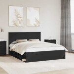 Vidaxl cadre de lit noir 160 x 200 cm bois de pin massif chambre � coucher rectangulaire moderne durable ...