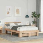 Vidaxl cadre de lit plateforme 120 x 190 cm en pin massif avec t�te de lit marron sans sommier. il est ...