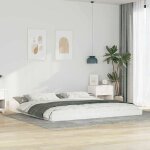 Vidaxl cadre de lit plateforme blanc 200 x 220 cm en bois de pin massif. pas besoin de sommier. style ...