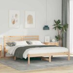 Vidaxl cadre de lit platform 160 x 200 cm en bois de pin massif marron sans sommier costaud design moderne ...