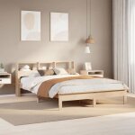 Vidaxl cadre de lit sans matelas 140x190 cm bois de pin massif sommier cadre de lit double cadre de lit ...