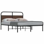 Vidaxl cadre de lit sans matelas 140x200 cm chne marron meuble de chambre  coucher lit double sommier ...