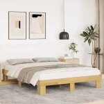 Vidaxl cadre de lit sans matelas 160x200 cm bois massif de chne meuble de chambre  coucher sommier ...