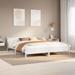 Vidaxl cadre de lit sans matelas blanc 200x200 cm bois massif de pin sommier cadre de lit double cadre ...