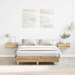 Vidaxl cadre de lit sans matelas ch�ne artisanal 135x190 cm meuble de chambre � coucher sommier lit double ...