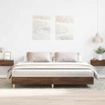 Vidaxl cadre de lit sans matelas chne marron 160x200 cm meuble de chambre  coucher sommier lit double ...