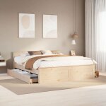 Vidaxl cadre de lit sans matelas avec tte de lit 200x200 cm bois pin meuble de chambre  coucher lit ...