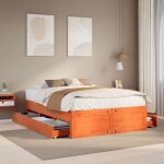 Vidaxl cadre de lit sans matelas avec tiroirs 140x190 cm bois de pin meuble de chambre à coucher lit ... Vidaxl cadre de lit sans matelas avec tiroirs 140x190 cm bois de pin meuble de chambre à coucher lit ...