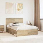 Vidaxl cadre de lit sonoma 140 x 200 cm bois de pin massif chambre � coucher rectangulaire moderne durable ...