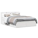 Vidaxl cadre de lit avec t�te de lit blanc 120x190 cm bois pin massif meuble de chambre � coucher sommier ...
