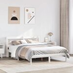 Vidaxl cadre de lit avec t�te de lit blanc 160x200 cm bois pin massif lit meuble de chambre � coucher ...